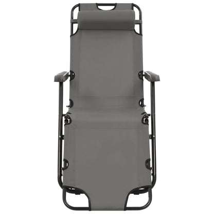 Lettini Prendisole 2 pz Pieghevoli e Poggiagambe Acciaio Grigio - homemem39