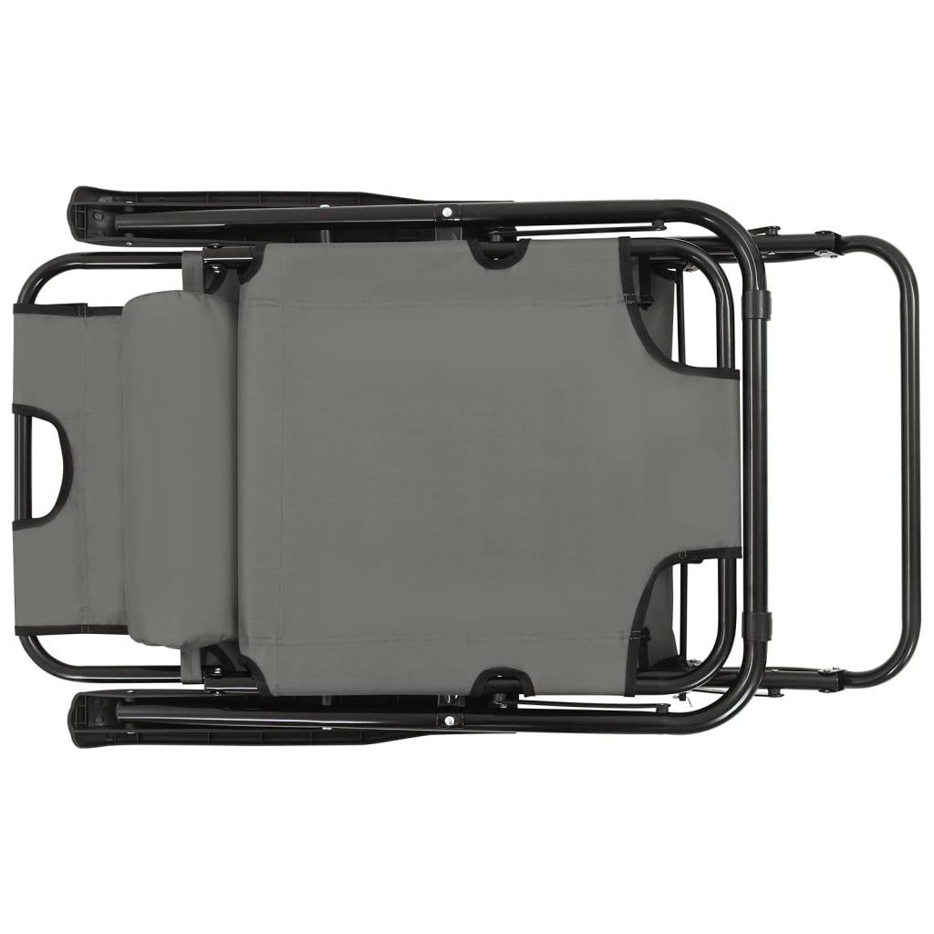 Lettini Prendisole 2 pz Pieghevoli e Poggiagambe Acciaio Grigio - homemem39