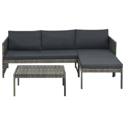 Set Divani da Giardino 3 pz con Cuscini in Polyrattan Grigio - homemem39