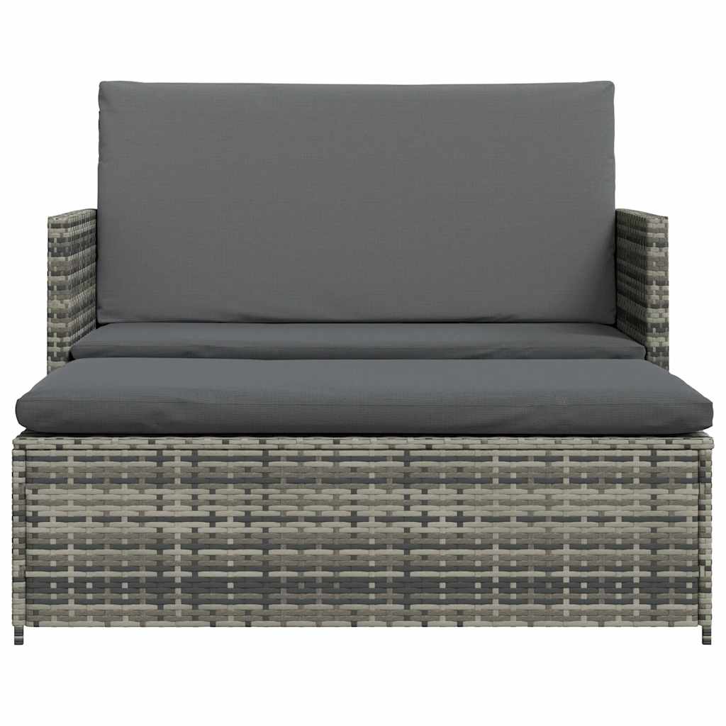 Set Divani da Giardino 2 pz con Cuscini in Polyrattan Grigio