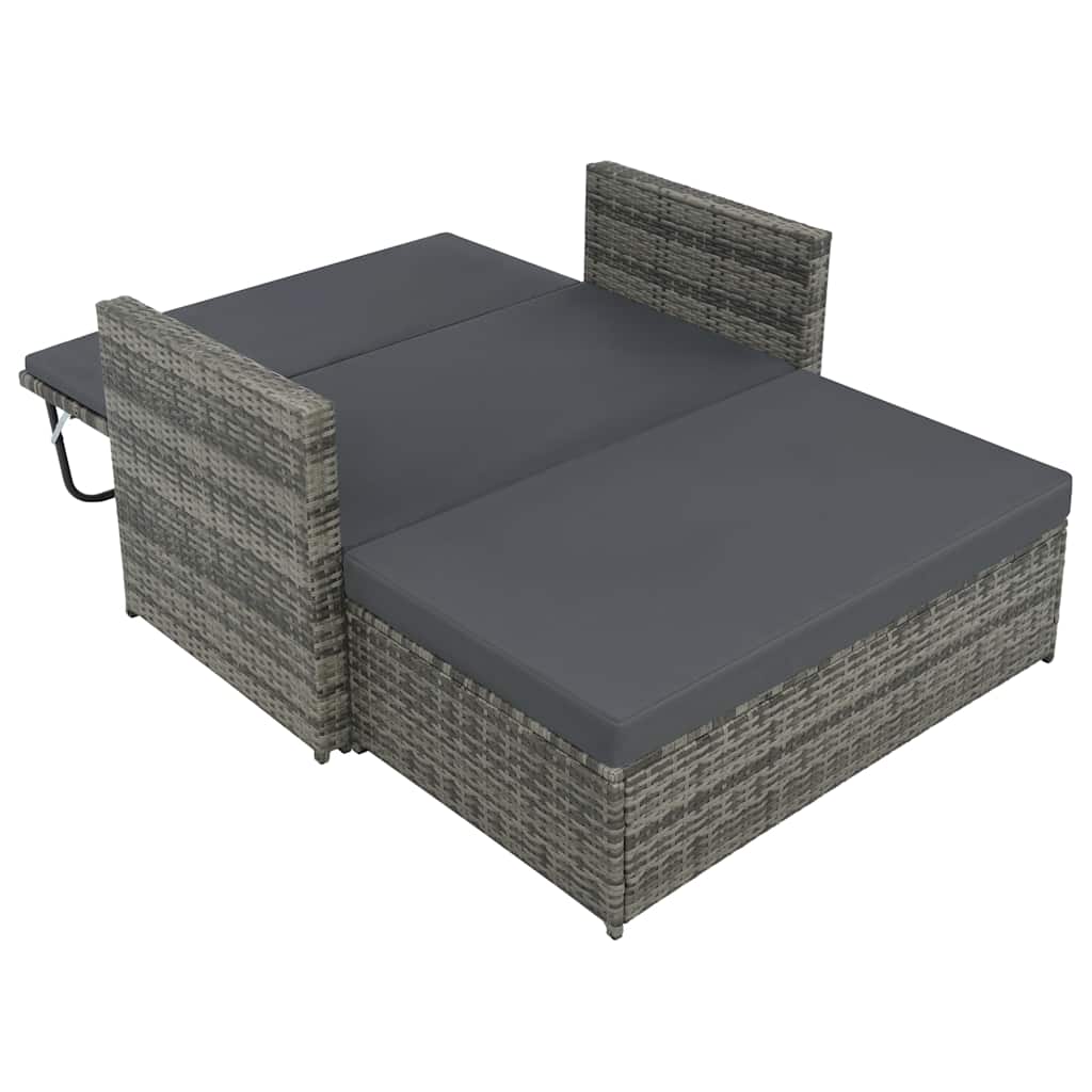 Set Divani da Giardino 2 pz con Cuscini in Polyrattan Grigio | homemem39