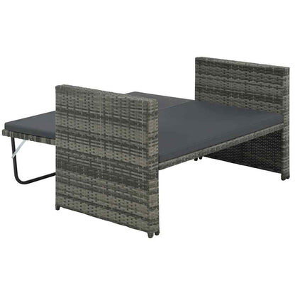 Set Divani da Giardino 2 pz con Cuscini in Polyrattan Grigio - homemem39