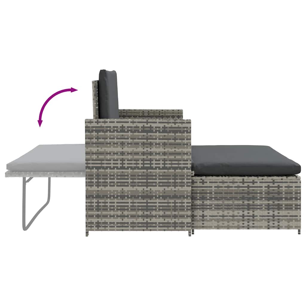 Set Divani da Giardino 2 pz con Cuscini in Polyrattan Grigio