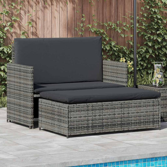 Set Divani da Giardino 2 pz con Cuscini in Polyrattan Grigio