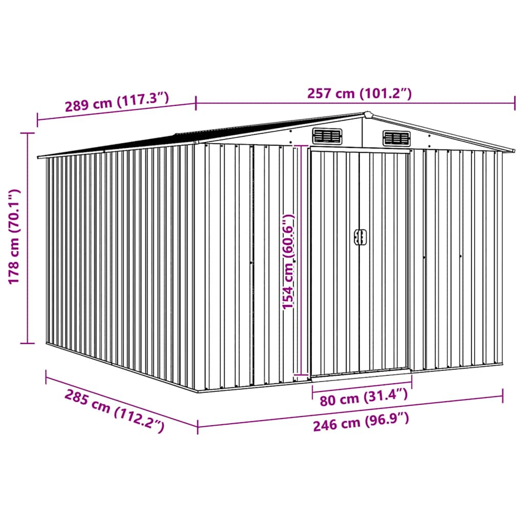 Casetta da Giardino 257x298x178 cm in Metallo Verde - homemem39