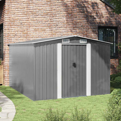 Casetta da Giardino 257x298x178 cm in Metallo Grigio | homemem39