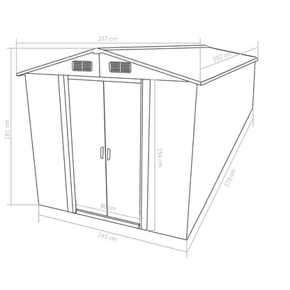 Casetta da Giardino 257x392x181 cm in Metallo Grigio