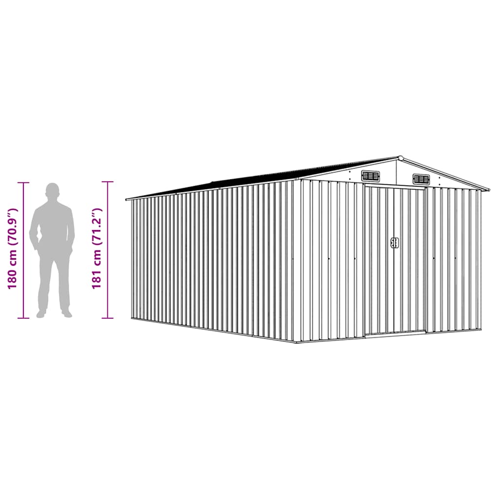 Casetta da Giardino 257x392x181 cm in Metallo Grigio - homemem39