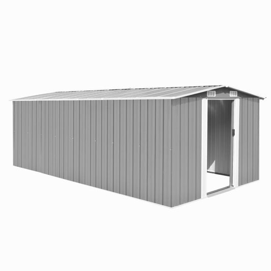 Garden Shed 257x489x181 cm in Gray Metal