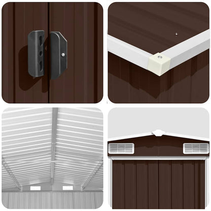Casetta da Giardino 257x489x181 cm in Metallo Marrone | homemem39