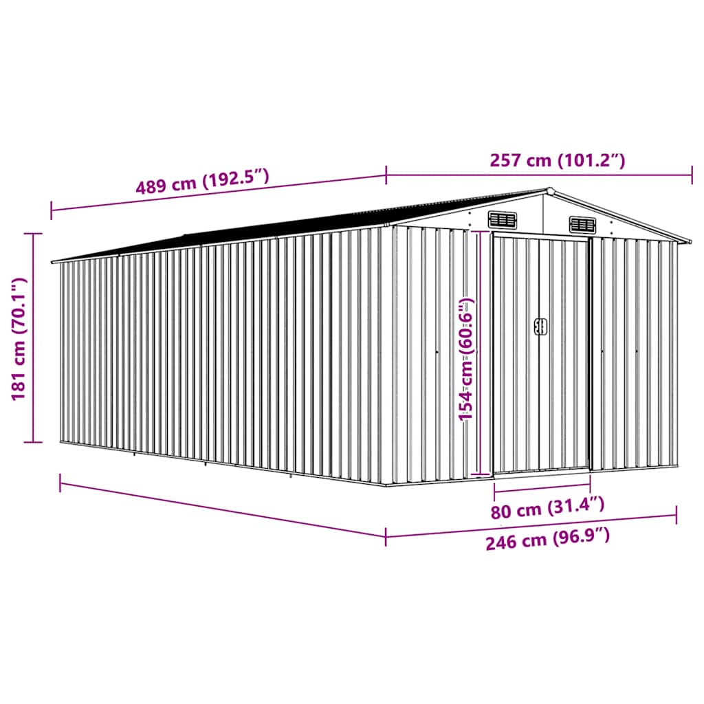 Casetta da Giardino 257x489x181 cm in Metallo Marrone | homemem39