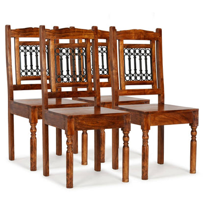 Dining Chairs 4 pcs Solid Wood with Sheesham Finish