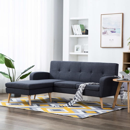 Divano a L Imbottito in Tessuto 186x136x79 cm Grigio Scuro | homemem39