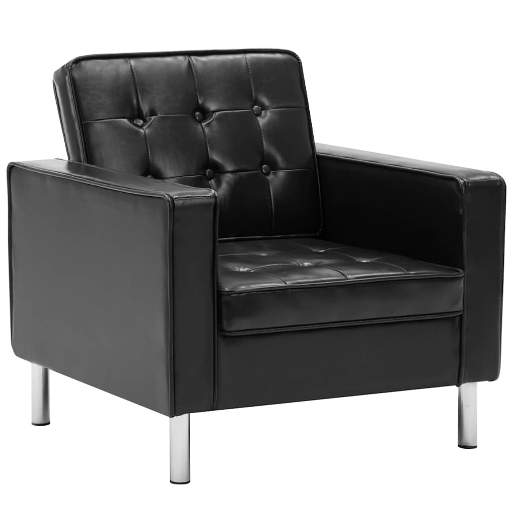 Poltrona Nera 75x70x75 cm Similpelle | homemem39