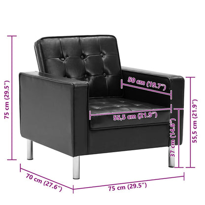 Poltrona Nera 75x70x75 cm Similpelle | homemem39