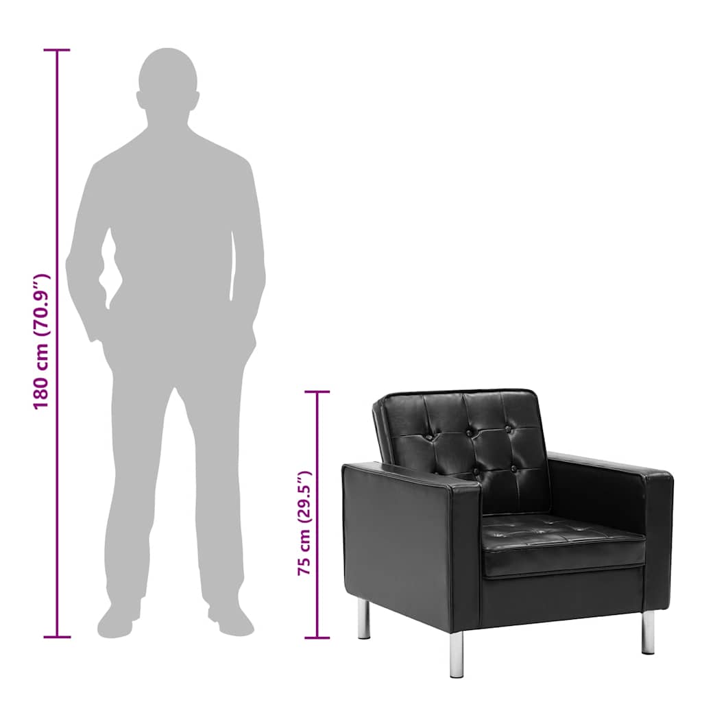 Poltrona Nera 75x70x75 cm Similpelle