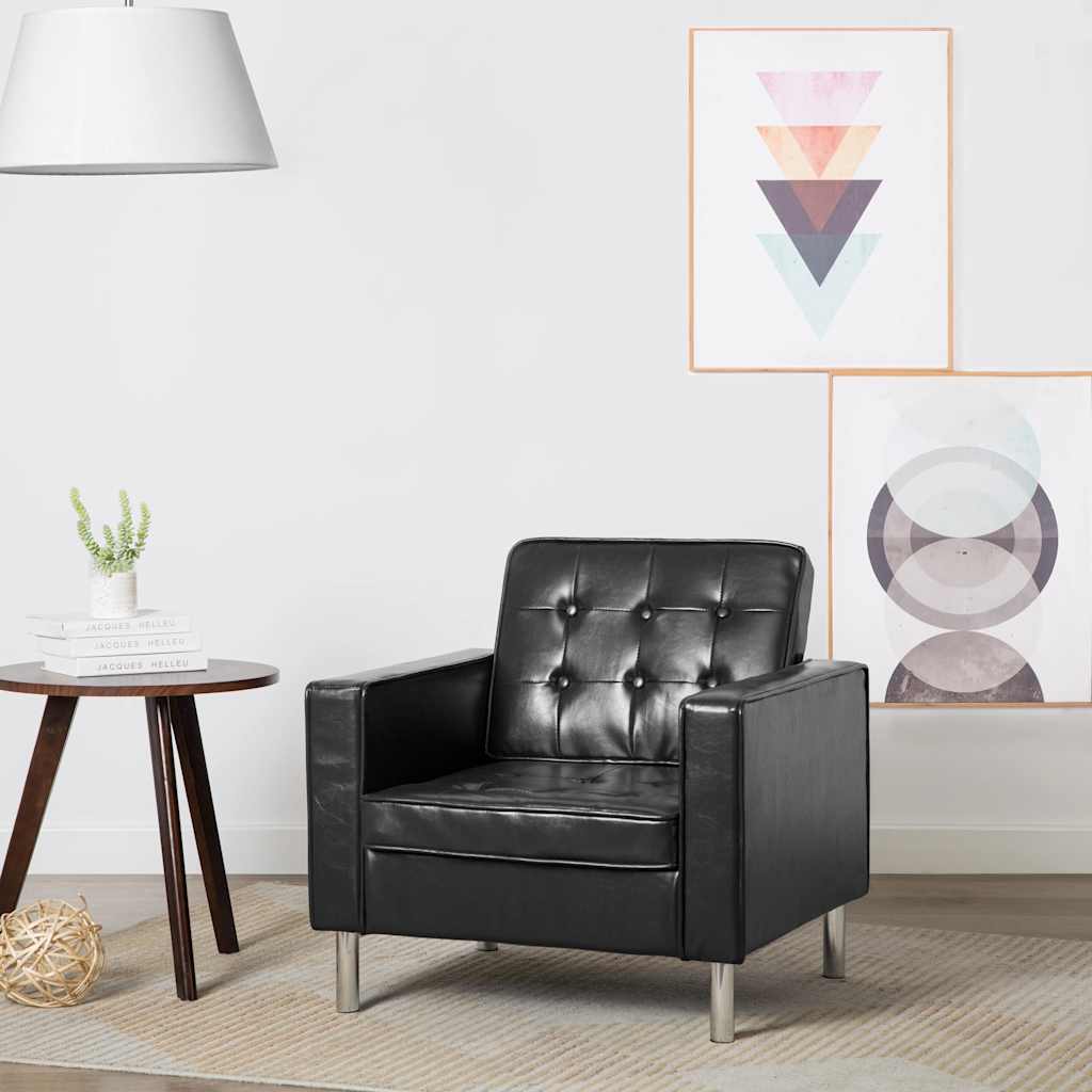 Poltrona Nera 75x70x75 cm Similpelle | homemem39