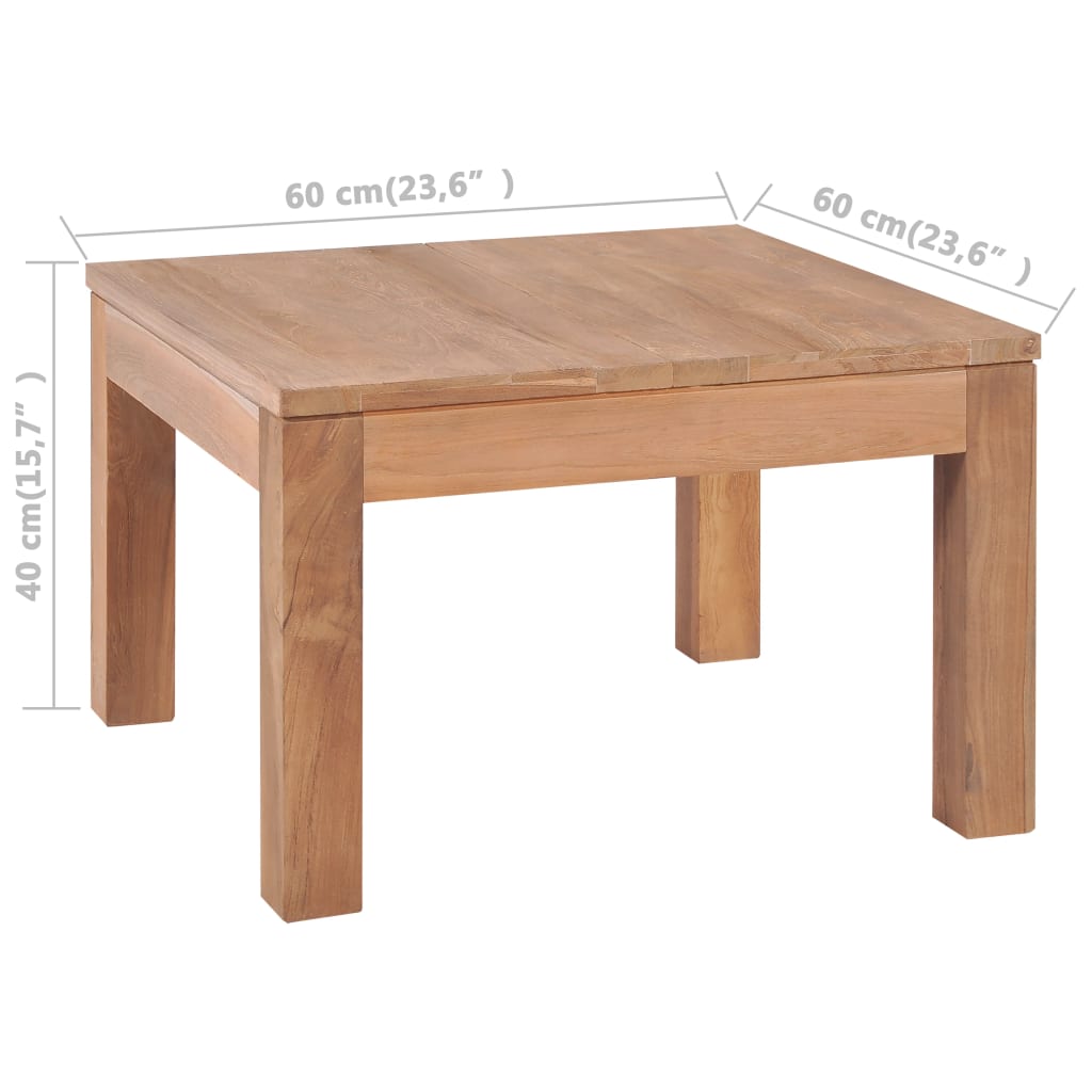Tavolino da Salotto Legno Massello di Teak Naturale 60x60x40 cm | homemem39