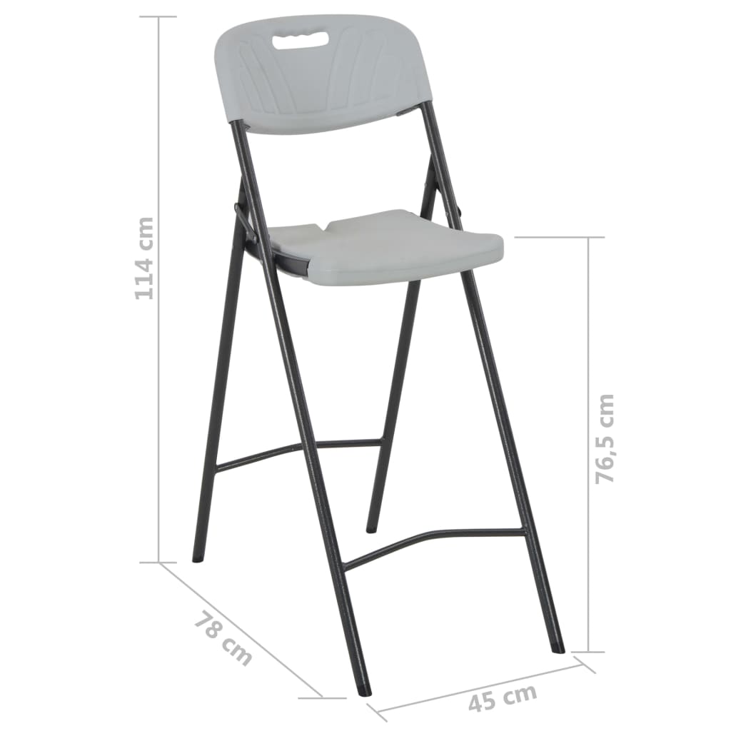 Sgabelli da Bar Pieghevoli 2 pz HDPE e Acciaio Bianco | homemem39
