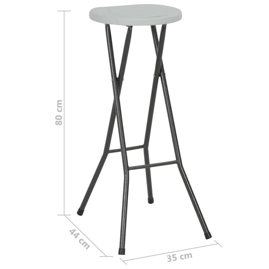 Sgabelli da Bar Pieghevoli 2 pz in HDPE e Acciaio Bianco
