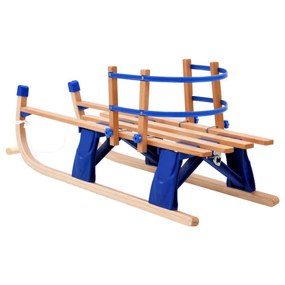 Slittino da Neve Pieghevole in Legno con Schienale 119 cm | homemem39