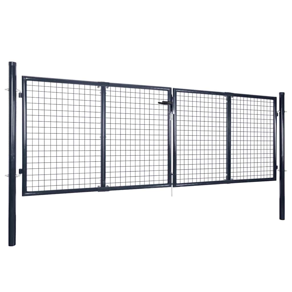 Cancello da Giardino in Rete di Acciaio Zincato 300x75 cm Grigio | homemem39