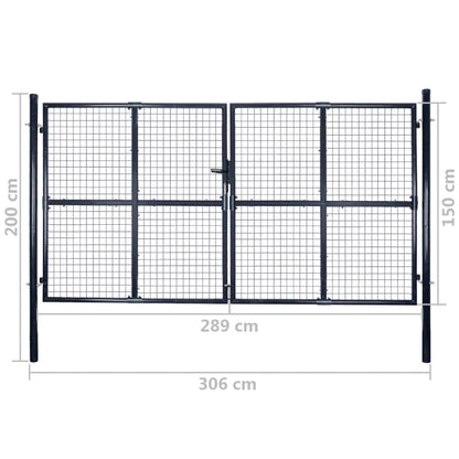 Cancello da Giardino in Rete di Acciaio Zincato 300x150 cm Grigio | homemem39