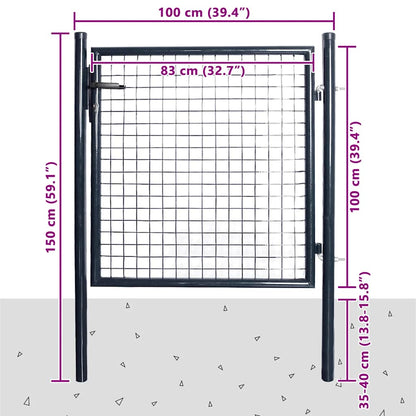 Cancello da Giardino in Rete di Acciaio Zincato 100x100 cm Grigio | homemem39