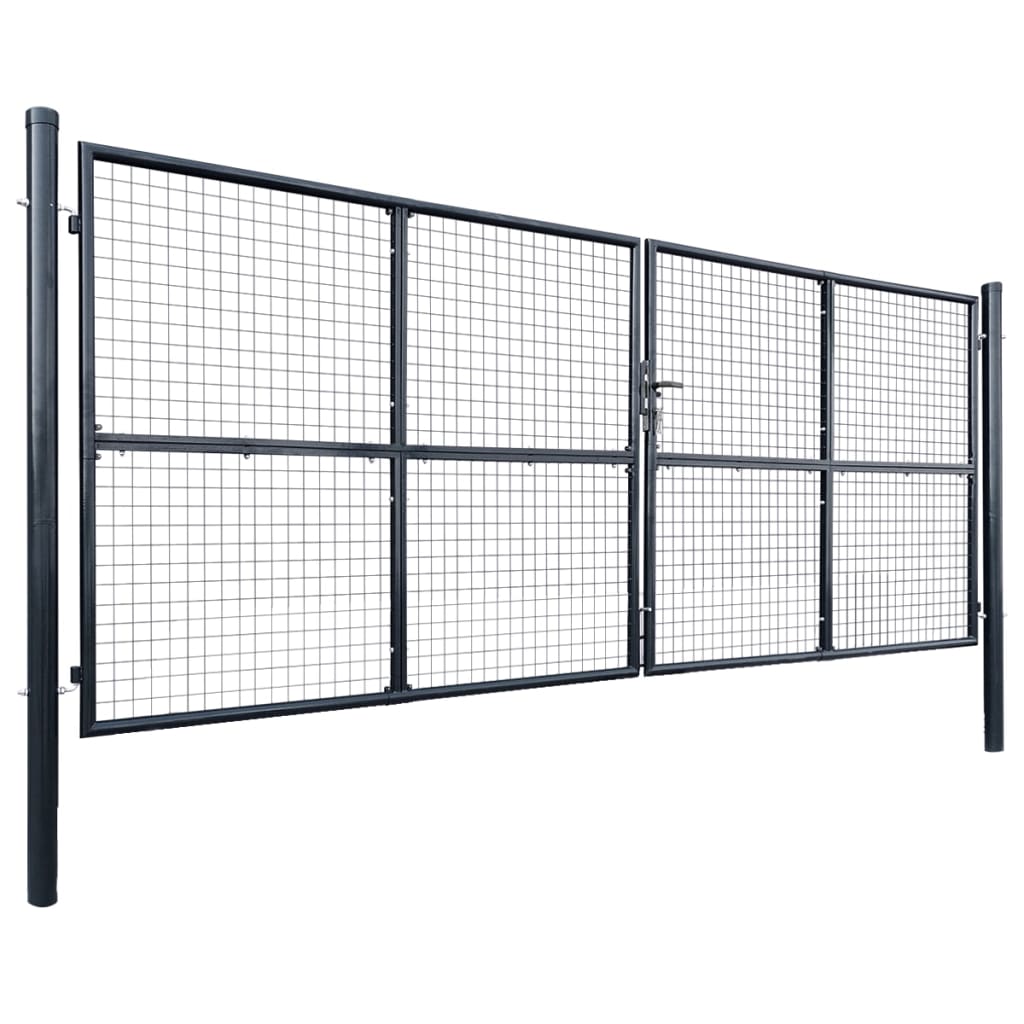 Cancello da Giardino in Rete di Acciaio Zincato 400x150 cm Grigio | homemem39