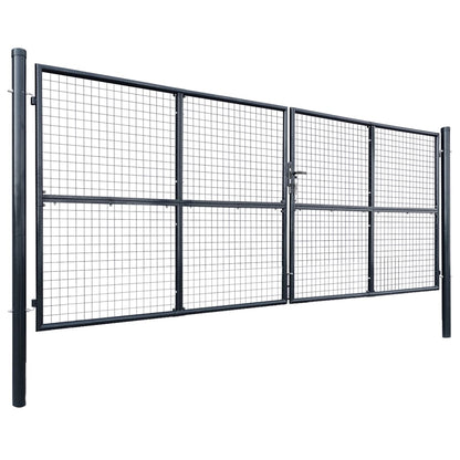 Cancello da Giardino in Rete di Acciaio Zincato 400x150 cm Grigio | homemem39