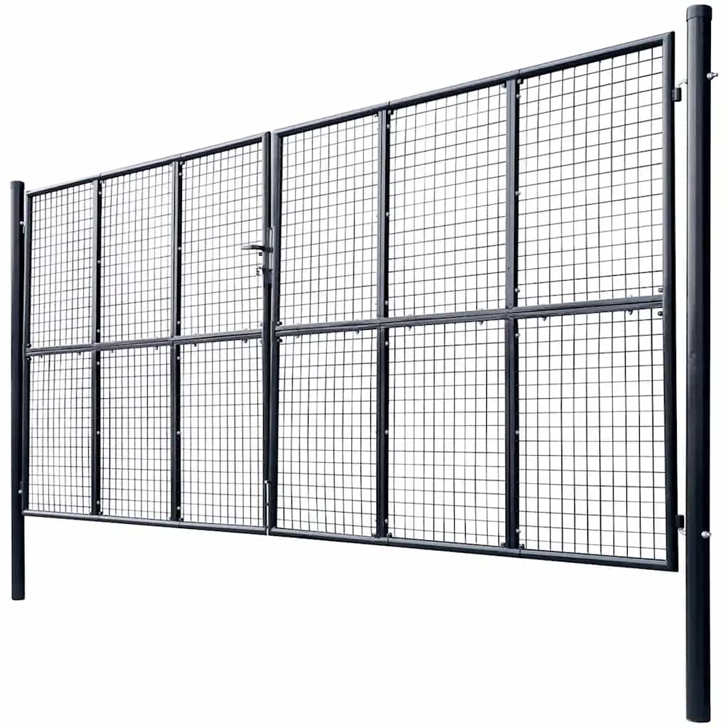 Cancello da Giardino in Rete di Acciaio Zincato 400x175 cm Grigio | homemem39