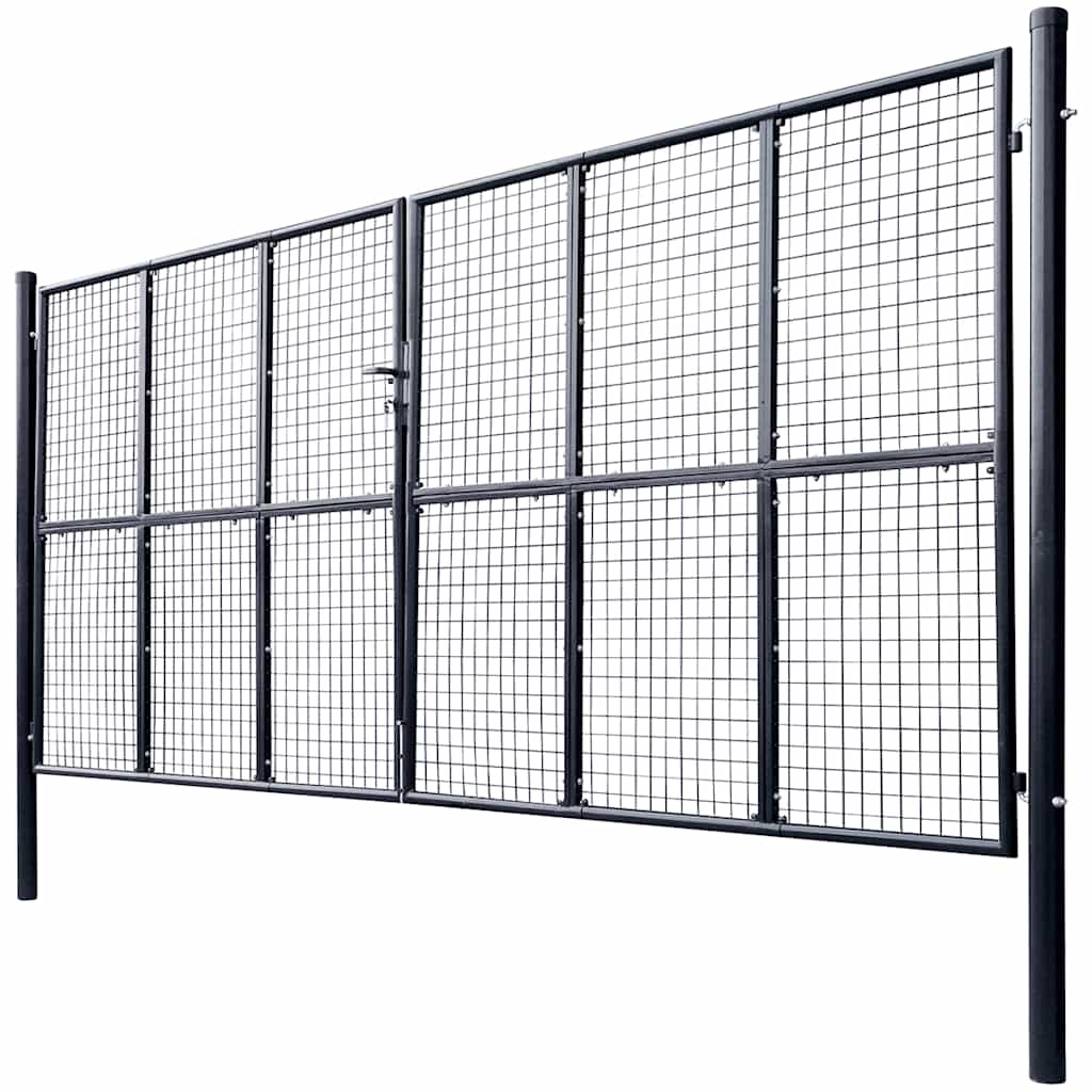 Cancello da Giardino in Rete di Acciaio Zincato 400x200 cm Grigio