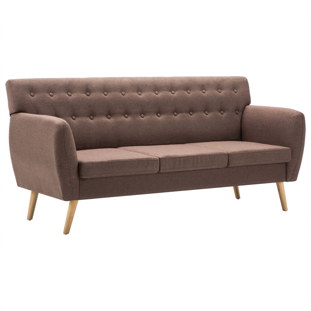 Divano a 3 Posti Rivestito in Tessuto 172x70x82 cm Marrone
