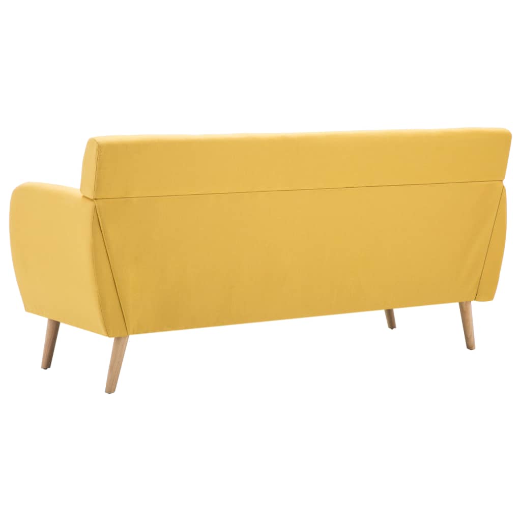 Divano a 3 Posti Rivestito in Tessuto 172x70x82 cm Giallo