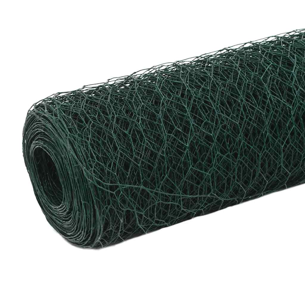 Recinzione in Rete per Pollaio in Acciaio e PVC 25x1,2 m Verde | homemem39