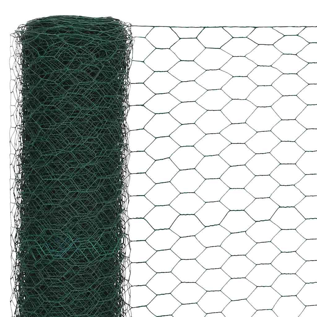 Recinzione in Rete per Pollaio in Acciaio e PVC 25x1,5 m Verde | homemem39