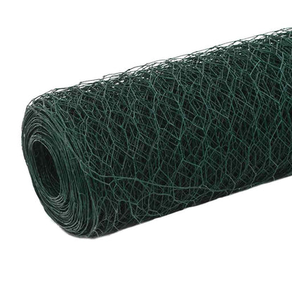 Recinzione in Rete per Pollaio in Acciaio e PVC 25x1,2 m Verde | homemem39
