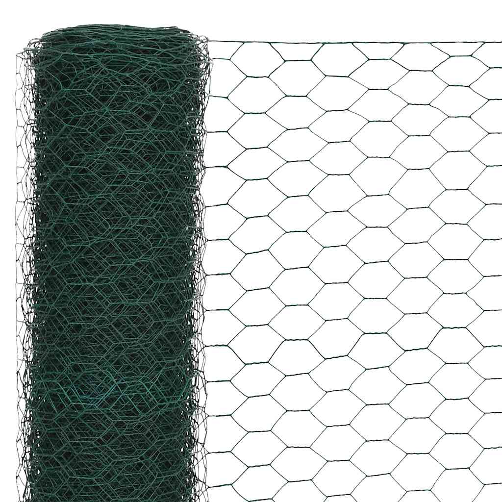 Recinzione in Rete per Pollaio in Acciaio e PVC 25x1,2 m Verde | homemem39