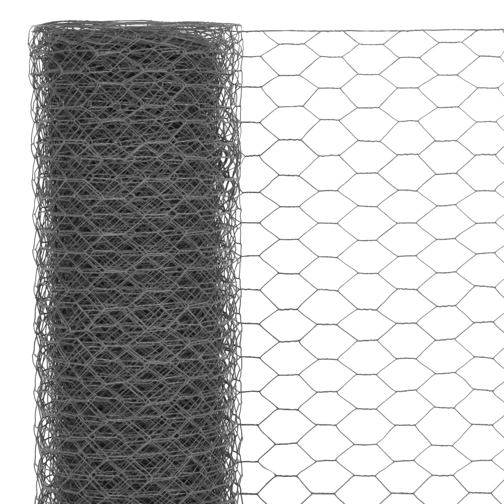 Recinzione in Rete per Pollaio in Acciaio e PVC 25x1 m Grigia | homemem39