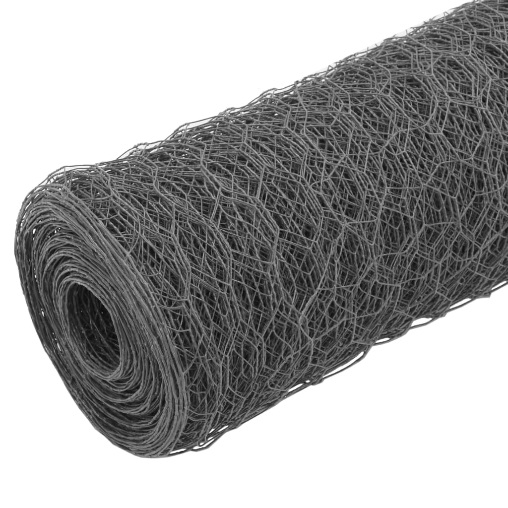 Recinzione in Rete per Pollaio in Acciaio e PVC 25x1,5 m Grigia | homemem39