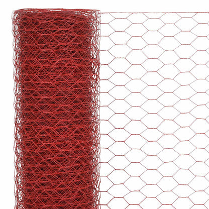 Recinzione in Rete per Pollaio in Acciaio e PVC 25x1 m Rossa | homemem39