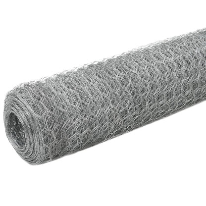 Recinzione in Rete per Pollaio in Acciaio Zincato 25x1,2m Argento