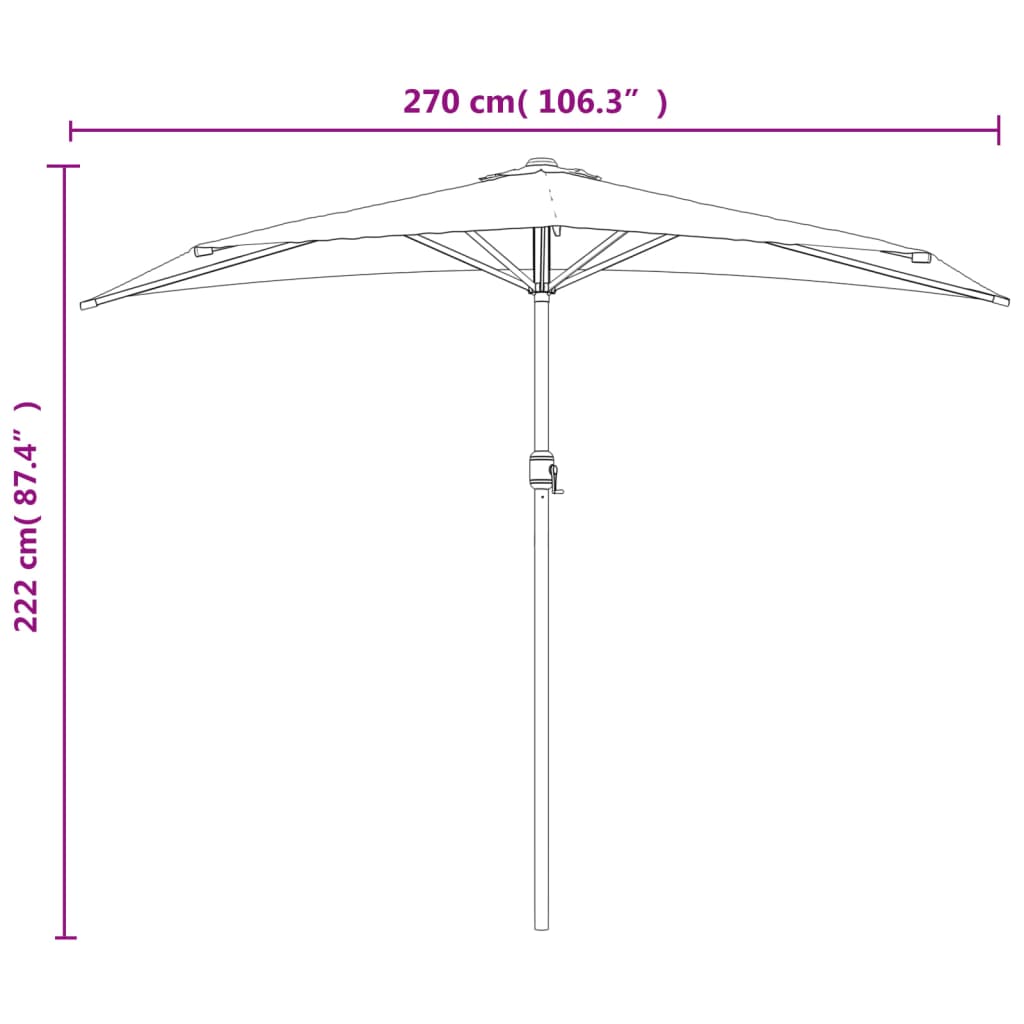 Ombrellone Balcone Palo in Alluminio Sabbia 270x144 cm a Metà