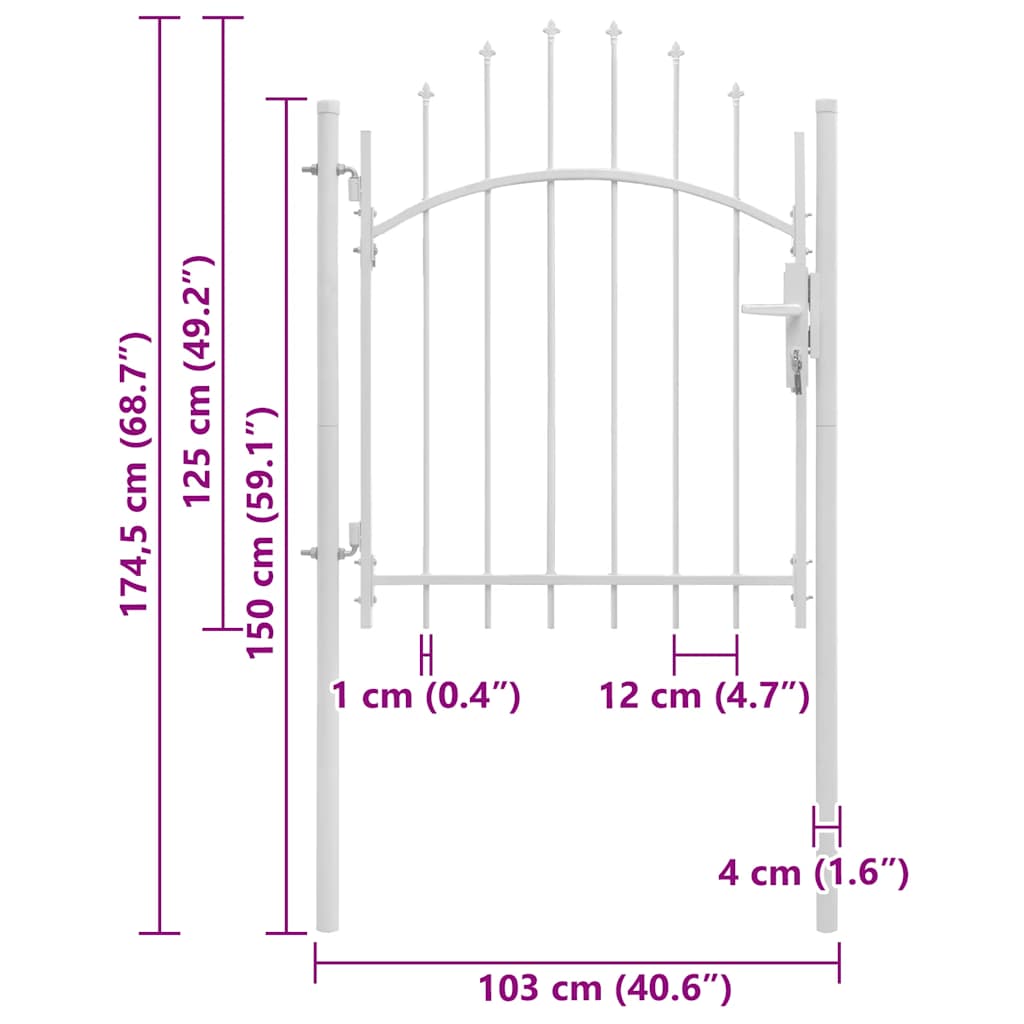 Cancello da Giardino Woerden in Acciaio 1x1,25m Bianco | homemem39