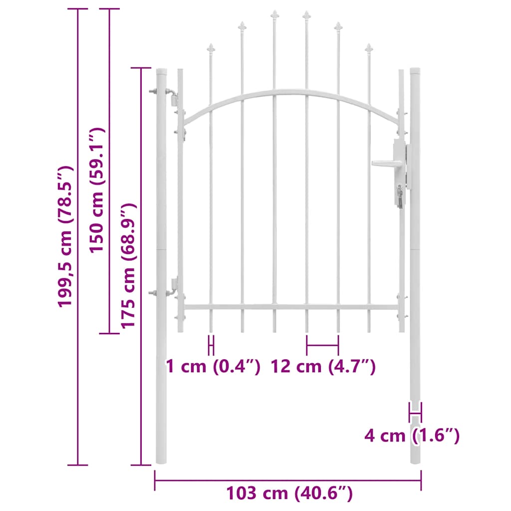 Cancello da Giardino Woerden in Acciaio 1x1,5 m Bianco | homemem39