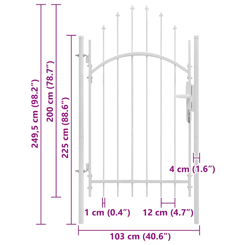 Cancello da giardino Woerden in acciaio 1x2,45 m Bianco | homemem39