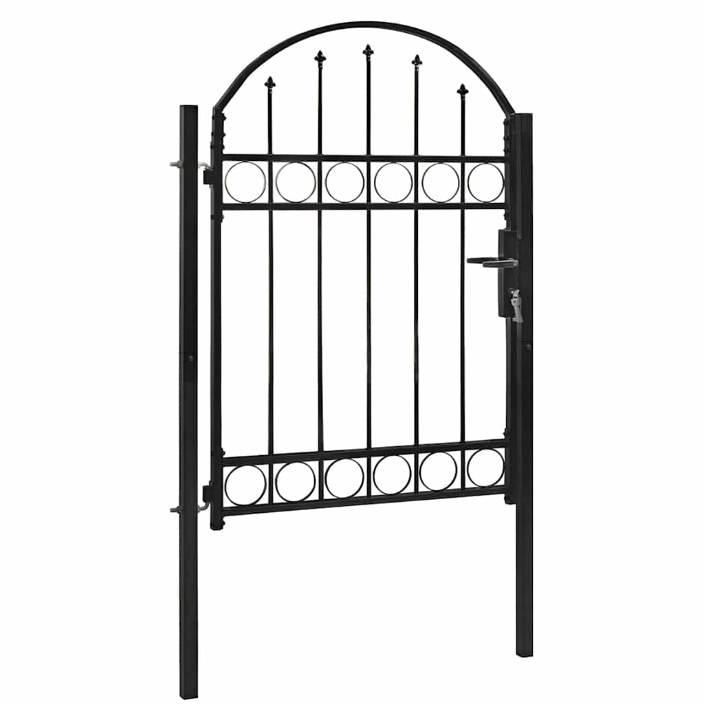 Cancello per recinzione ASSEN con parte superiore ad arco in acciaio 102x125 cm Nero | homemem39