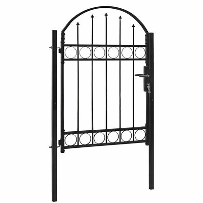 Cancello per recinzione ASSEN con parte superiore ad arco in acciaio 102x125 cm Nero | homemem39