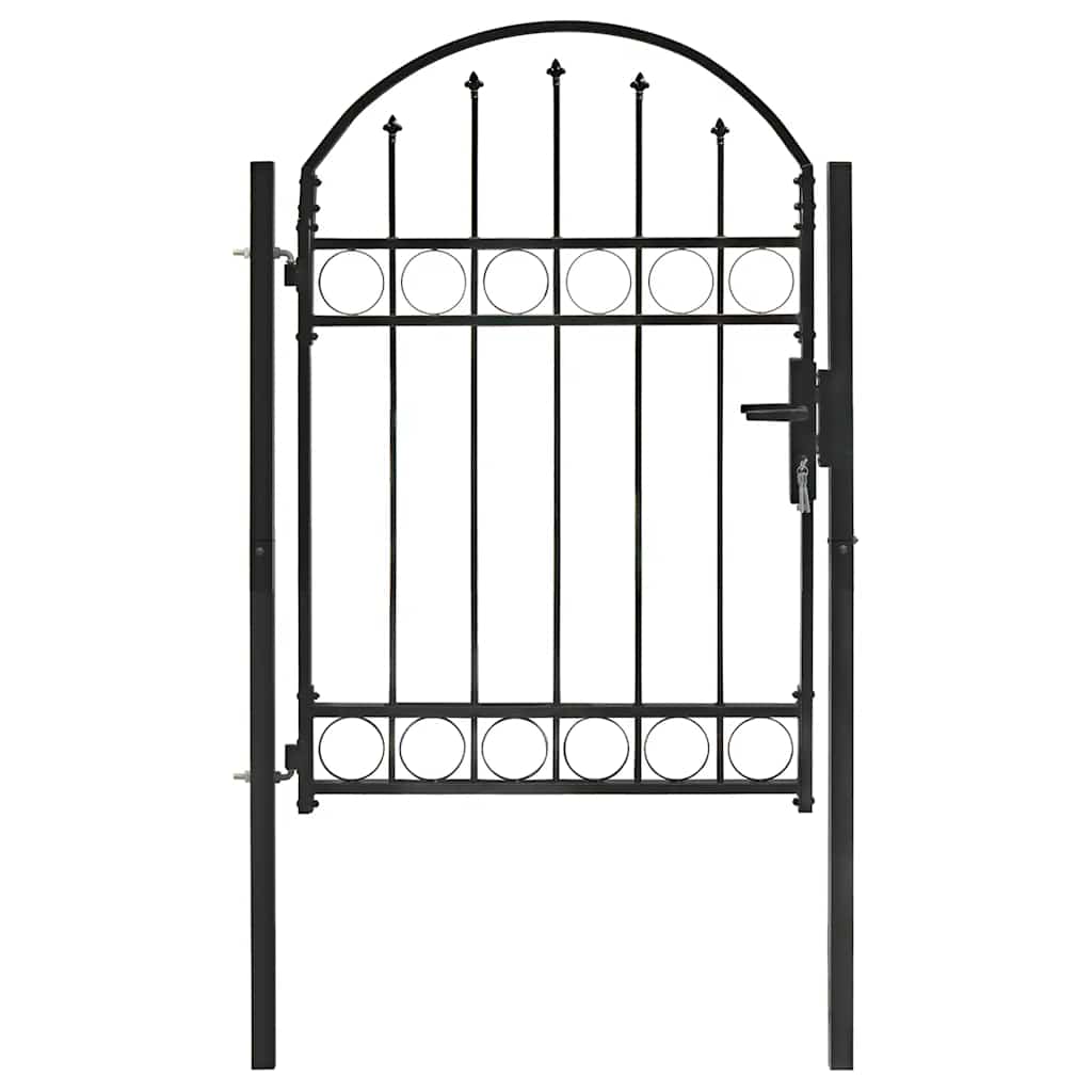 Cancello per recinzione ASSEN con parte superiore ad arco in acciaio 102x125 cm Nero | homemem39