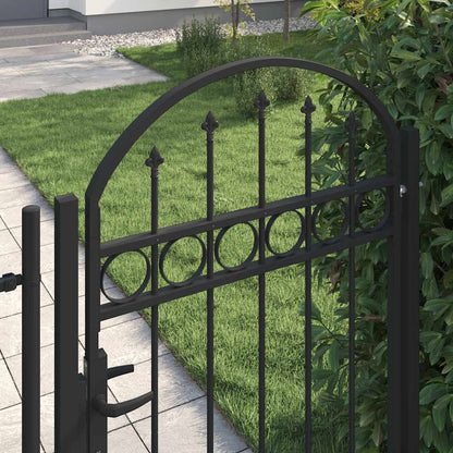 Cancello per recinzione ASSEN con parte superiore ad arco in acciaio 102x150 cm Nero | homemem39